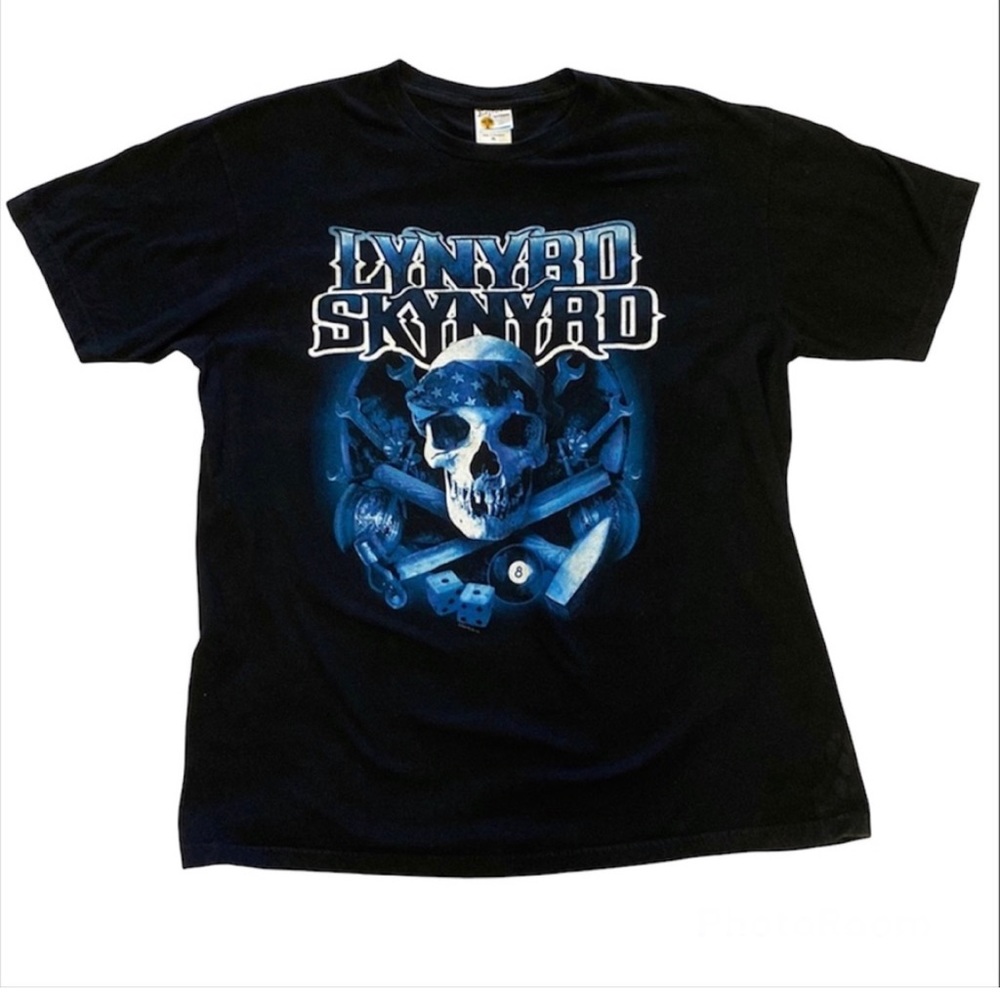Lynyrd Skynyrd Skull Graphic T‎ Shirt Black XL Mens Bay Island Sportswear